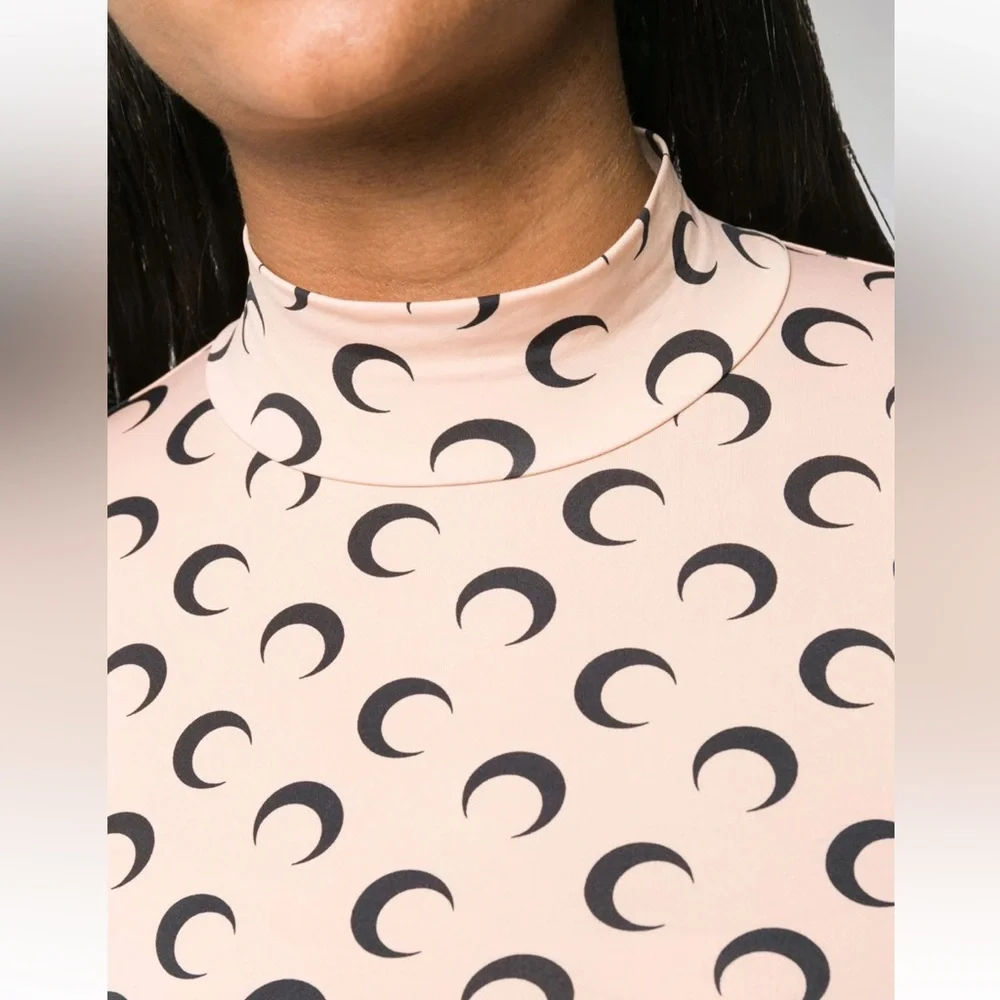 MARINE SERRE β’ Moon Print Turtleneck Second Skin Top - Picture 6 of 16